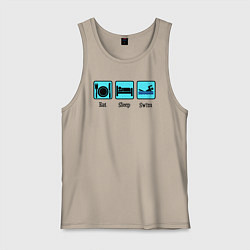 Майка мужская хлопок Ешь Спи Плавай, цвет: миндальный