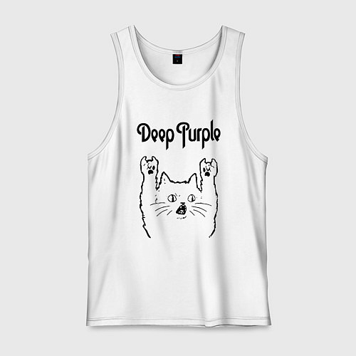 Мужская майка Deep Purple - rock cat / Белый – фото 1