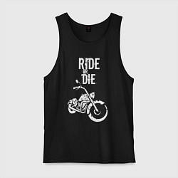 Майка мужская хлопок Ride or Die винтаж, цвет: черный