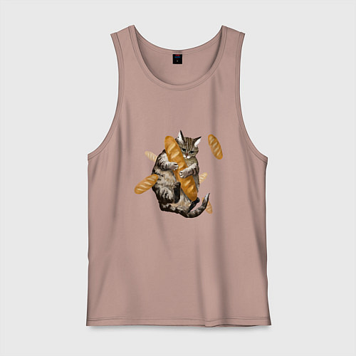 Мужская майка Котик и батон / Пыльно-розовый – фото 1