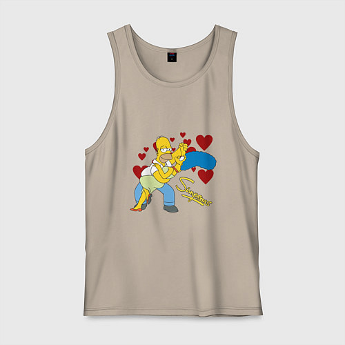 Мужская майка Гомер и Мардж Симпсон / Миндальный – фото 1