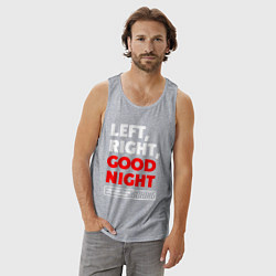 Майка мужская хлопок Left righte good night, цвет: меланж — фото 2