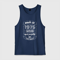 Майка мужская хлопок Made in 1975 retro old school, цвет: тёмно-синий