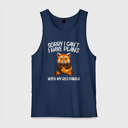 Майка мужская хлопок Извините у меня есть планы на мою красную панду, цвет: тёмно-синий