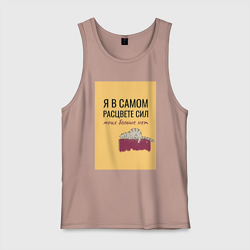 Мужская майка Уставший кот в полном расцвете сил / Пыльно-розовый – фото 1