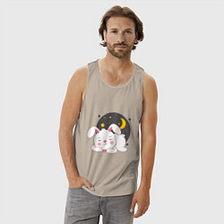 Майка мужская хлопок Спящий Зайка, цвет: миндальный — фото 2