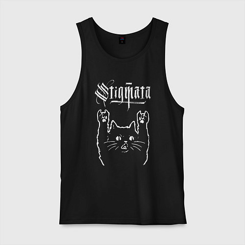 Мужская майка Stigmata рок кот / Черный – фото 1