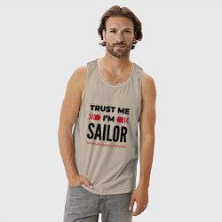 Майка мужская хлопок Trust me - Im sailor, цвет: миндальный — фото 2
