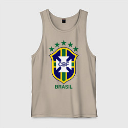 Майка мужская хлопок Brasil CBF, цвет: миндальный