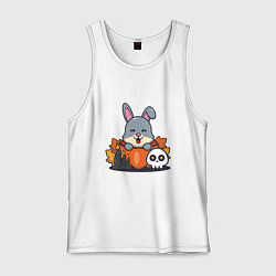 Майка мужская хлопок Rabbit halloween, цвет: белый