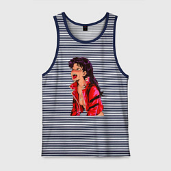 Майка мужская хлопок Мисато Кацураги ahegao, цвет: синяя тельняшка