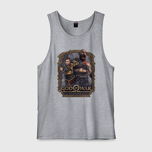 Мужская майка Атрей и Кратос GoW Ragnarok / Меланж – фото 1