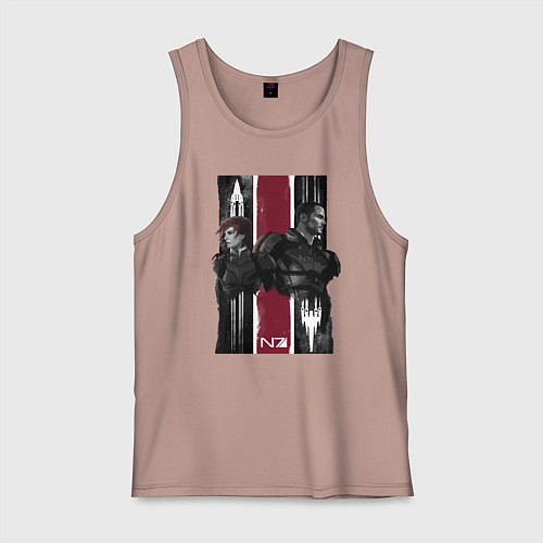 Мужская майка Mass Effect N7 - Shepard / Пыльно-розовый – фото 1