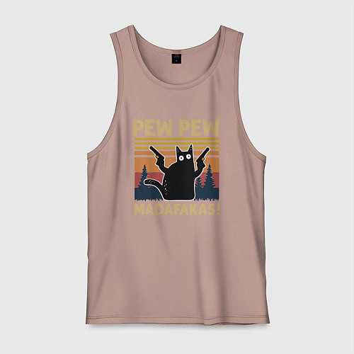 Мужская майка Кот с пистолетами - Madafakas / Пыльно-розовый – фото 1