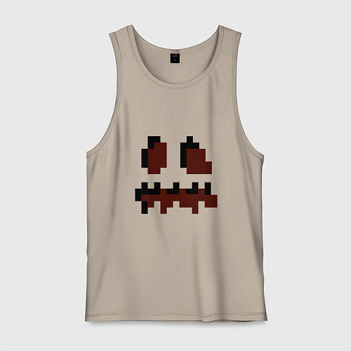 Мужская майка Лицо тыквы - Хеллоуин - Майнкрафт / Миндальный – фото 1