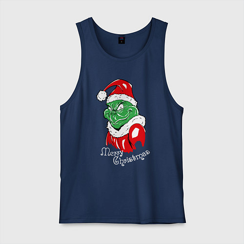 Мужская майка Merry Christmas, Santa Claus Grinch / Тёмно-синий – фото 1