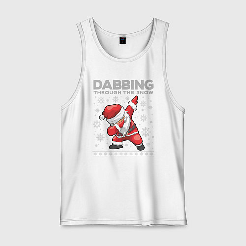 Мужская майка Through the snow Santa dabbing / Белый – фото 1