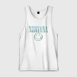 Майка мужская хлопок Nirvana - смайлик, цвет: белый