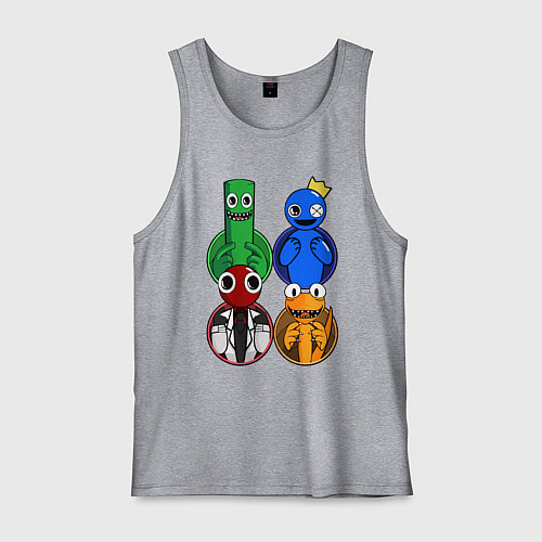 Мужская майка Радужные друзья: Зеленый, Синий, Оранжевый и Красн / Меланж – фото 1