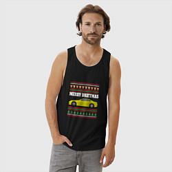 Майка мужская хлопок Merry Driftmas Nissan Silvia S15 Ugly Sweater, цвет: черный — фото 2