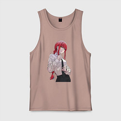 Майка мужская хлопок Просто Макима с галстуком, цвет: пыльно-розовый