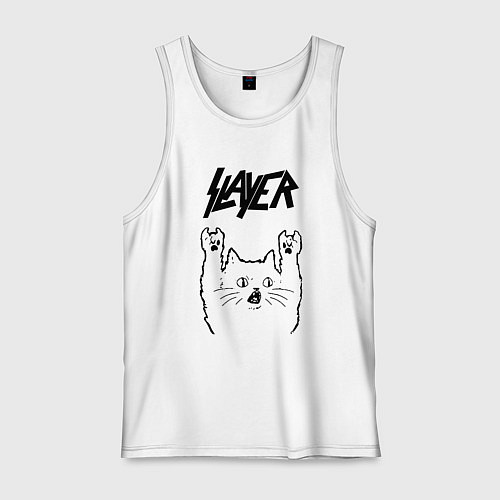 Мужская майка Slayer - rock cat / Белый – фото 1