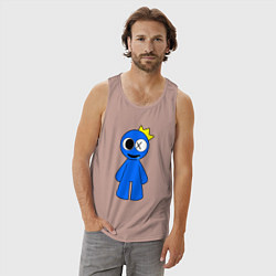 Майка мужская хлопок Радужные друзья Синий улыбается, цвет: пыльно-розовый — фото 2