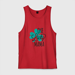 Майка мужская хлопок Одна счастливая мама, цвет: красный