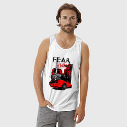 Майка мужская хлопок Машина в городе, цвет: белый — фото 2