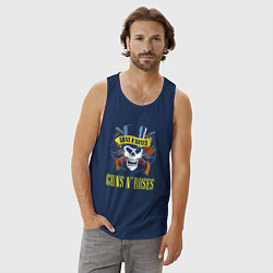 Майка мужская хлопок Guns n roses Skull, цвет: тёмно-синий — фото 2