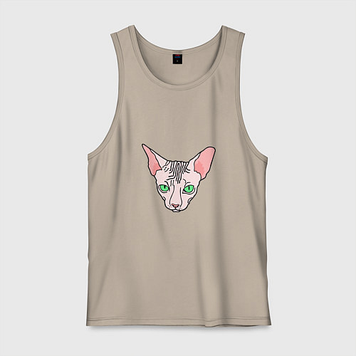 Мужская майка Сфинкс - кот без шерсти / Миндальный – фото 1