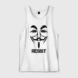 Майка мужская хлопок Guy Fawkes - resist, цвет: белый