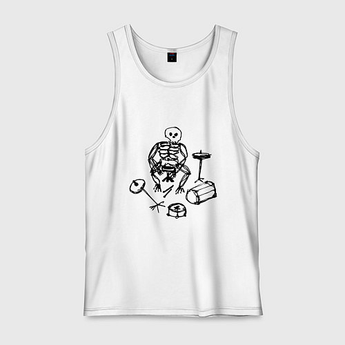 Мужская майка Скелет барабанщик / Белый – фото 1