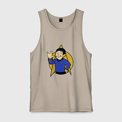 Майка мужская хлопок Spoke - vault boy, цвет: миндальный