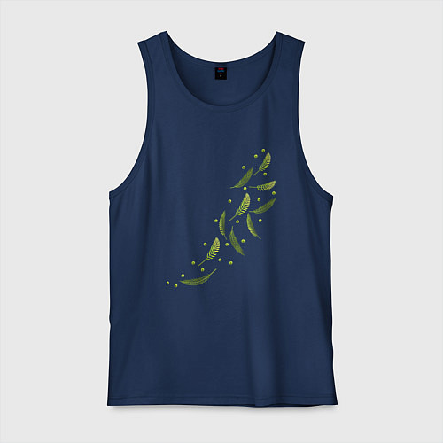 Мужская майка Тропические листья разлетаются / Тёмно-синий – фото 1