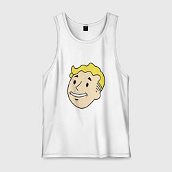 Майка мужская хлопок Vault boy head, цвет: белый