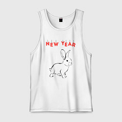 Майка мужская хлопок New year rabbit, цвет: белый