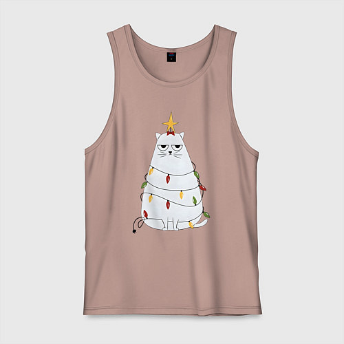 Мужская майка Кот-ёлка / Пыльно-розовый – фото 1