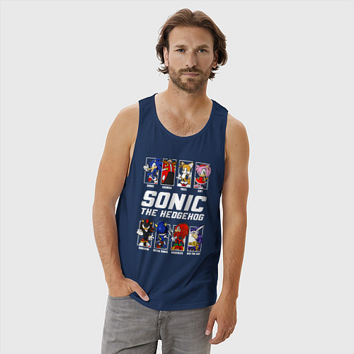 Мужская майка Соник персонажи / Тёмно-синий – фото 3