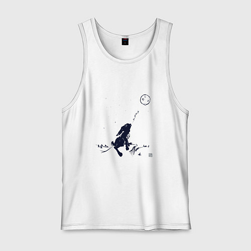 Мужская майка Заяц воет на луну / Белый – фото 1