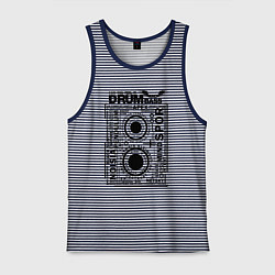Майка мужская хлопок DNB Cassette, цвет: синяя тельняшка