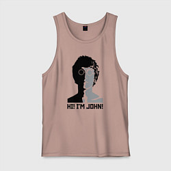 Майка мужская хлопок Джон Леннон - портрет, цвет: пыльно-розовый