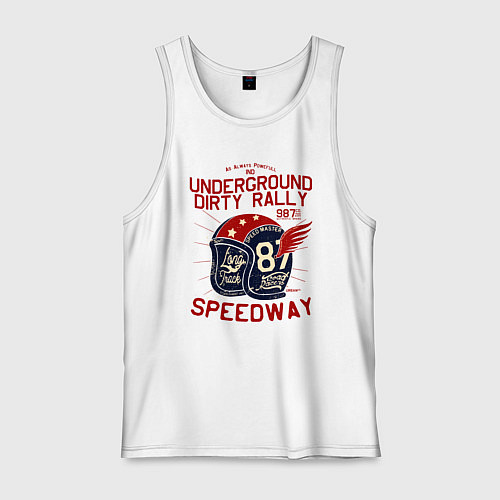 Мужская майка Шлем мотоциклиста с крыльями / Белый – фото 1