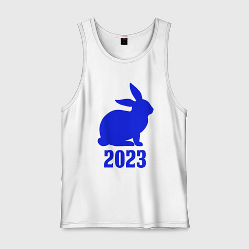 Мужская майка 2023 силуэт кролика синий / Белый – фото 1