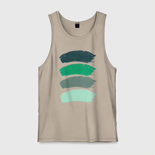 Мужская майка Зеленые мазки кистью / Миндальный – фото 1