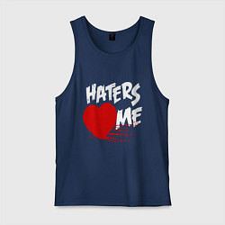 Майка мужская хлопок Haters love me, цвет: тёмно-синий