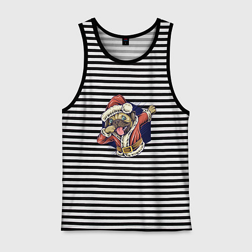Мужская майка New year pug / Черная тельняшка – фото 1