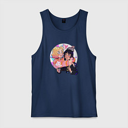 Майка мужская хлопок Уэнсдей и Энид, цвет: тёмно-синий