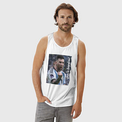 Майка мужская хлопок Viva la Argentina - Lionel Messi - world champion, цвет: белый — фото 2