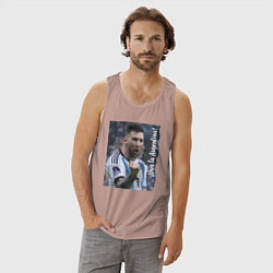 Майка мужская хлопок Viva la Argentina - Lionel Messi - world champion, цвет: пыльно-розовый — фото 2